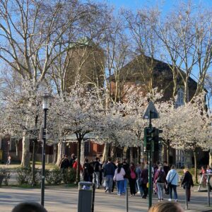 Die Teilnehmer des ökumenischen Kreuzweg am Karlsplatz